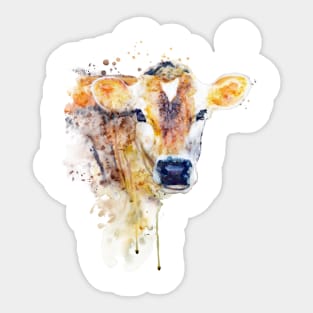 Watercolor Cow Head Sticker